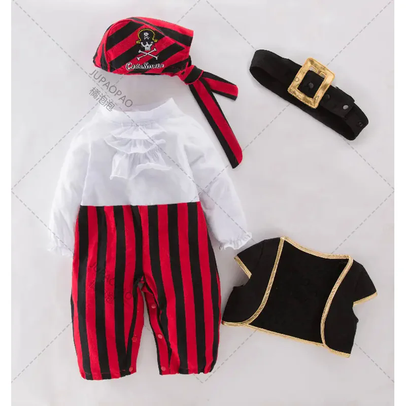 Pirate Captain Costume For Baby Boy Toddler Halloween Christmas Birthday Party Cosplay Fancy Dress Anime Clothes Cosplay