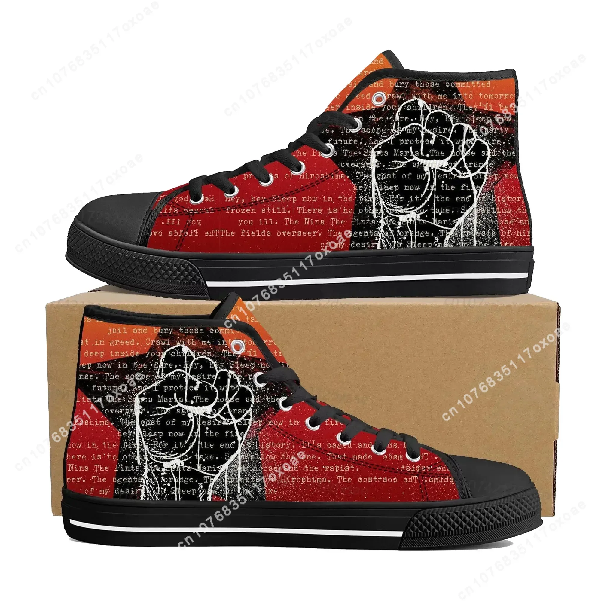 Rage Against The Machine High Top High Quality Sneakers Men Women Teenager Canvas Sneaker Casual Couple Shoes Custom Shoes