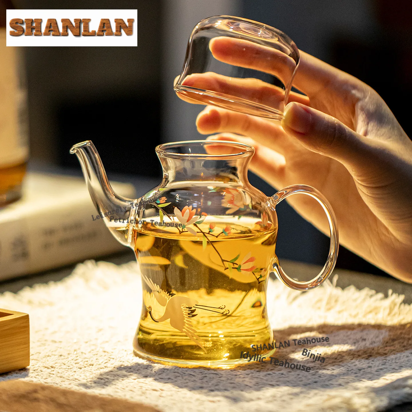 

210ml Crane Glass Teapot Boutique Tea Infuser Pot Tea Brewing Kettle With Ball Hole White Tea Tea Ceremony Supplies Craft Gifts