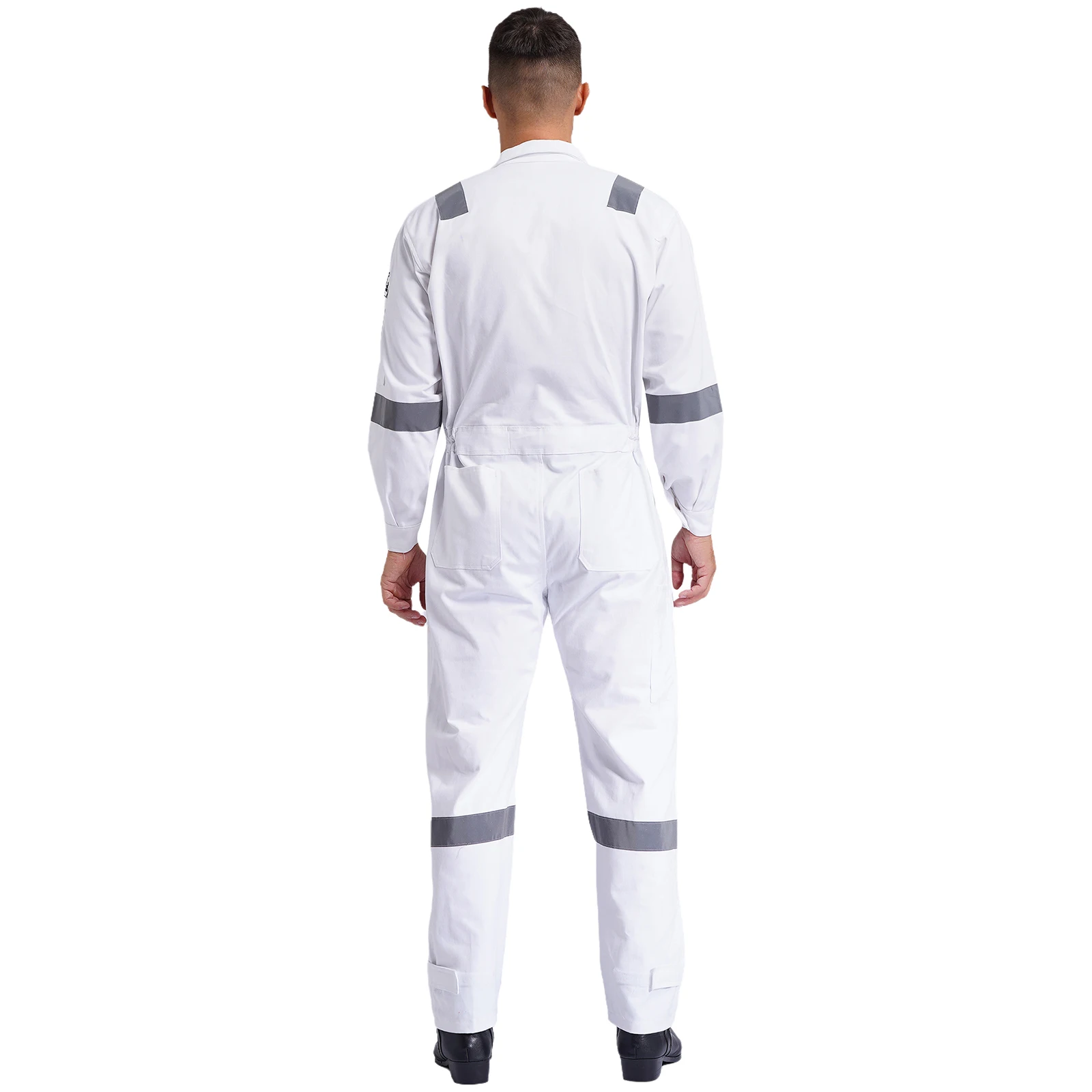 Adult 100% Cotton Food Factory Work Overalls Reflective Strips Multi-pocket Jumpsuit Dustproof Dungarees workshop Coveralls