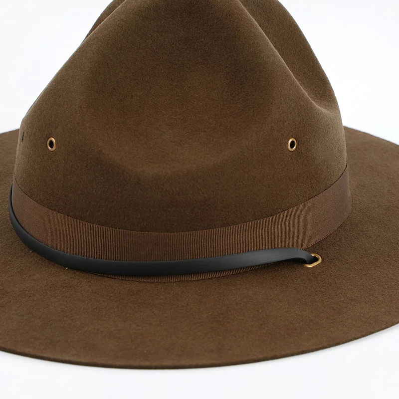 2026 New 100%Woolen Top Hat Instructor Hat United States Marine Corps Cap Large Brimmed Hat