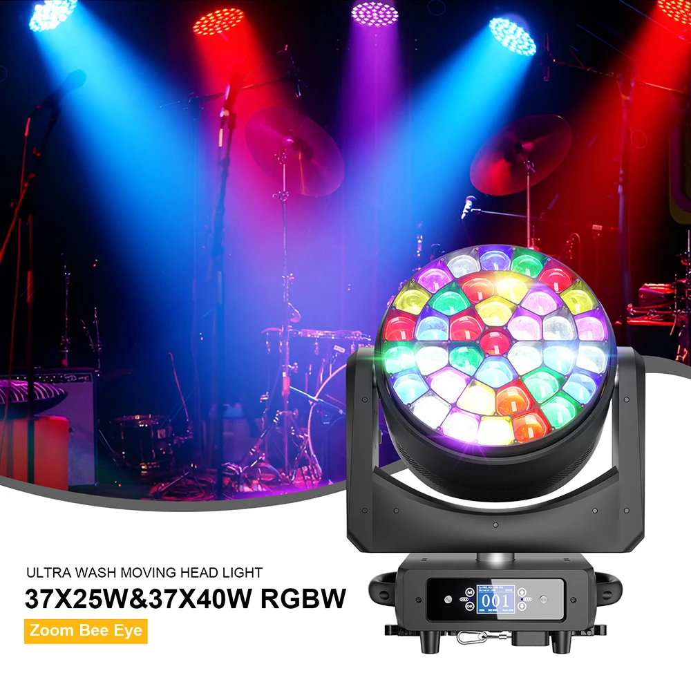 

LED Beam+Wash Big Bees Eyes 37x25W&37x40W RGBW Zoom Moving Head Lighting with RDM Function for DJ Disco Concert Bar Night Club