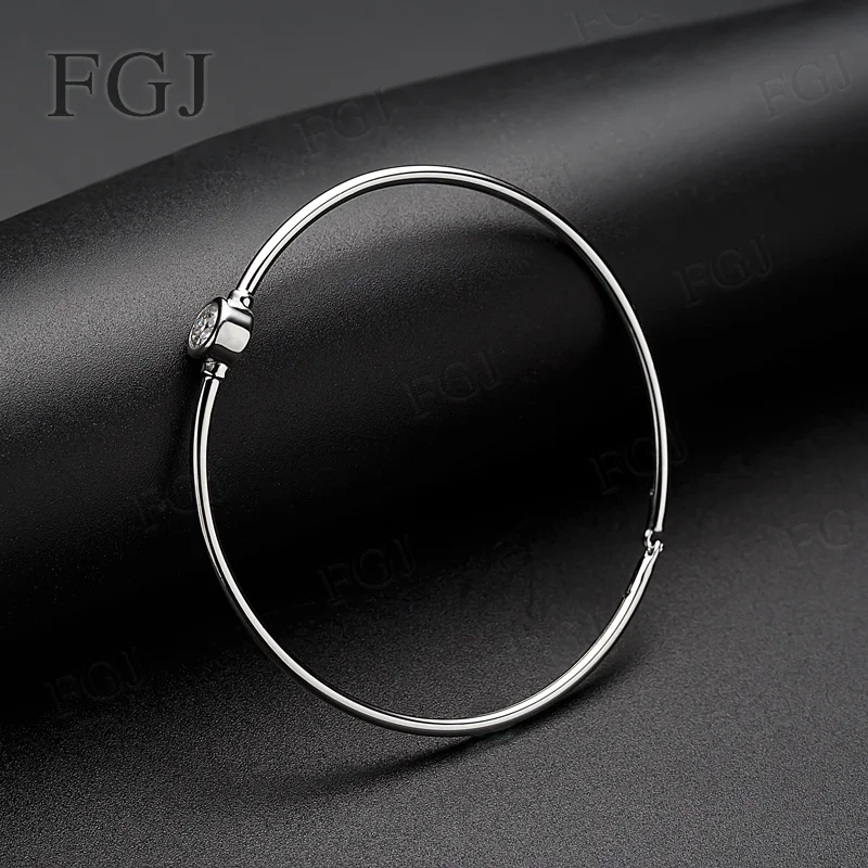 S925 Sterling Silber Weißgold Plattiert 5MM Rundschliff VVS1 D Echte Moissanit-Diamanten Armreifen Feiner Schmuck Valentinstag Geschenk – Detail 6