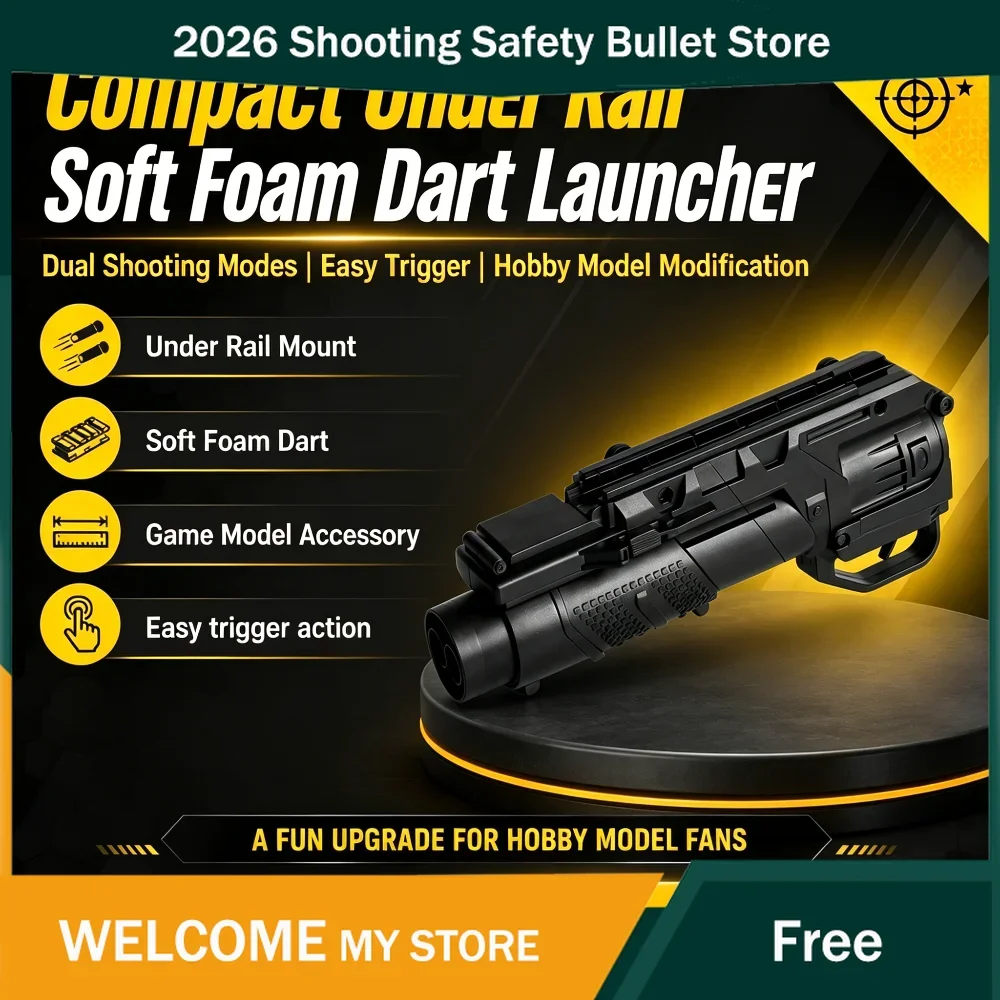 Easy Trigger Under Mount Soft Foam Dart Launcher Dual Shooting Modes Universal 20mm Rail Hobby Toy Upgrade Kit