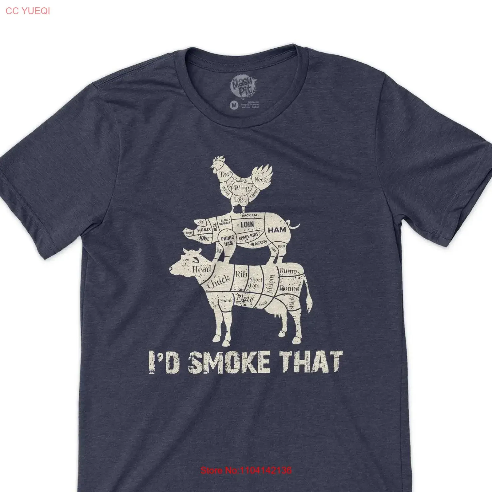 meat smoker shirt funny I'd smoke that T smoked chicken pig cow barbecue tee pitmaster gift for vintage Washed Unisex Soft