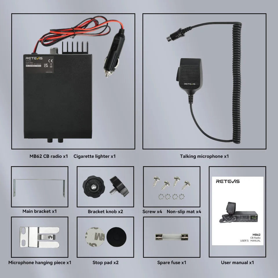 Retevis MB62 comunicador de Radio CB para coche móvil AM/FM 27MHz Radio CB portátil canal instantáneo 9/19 Radios de largo alcance para camiones