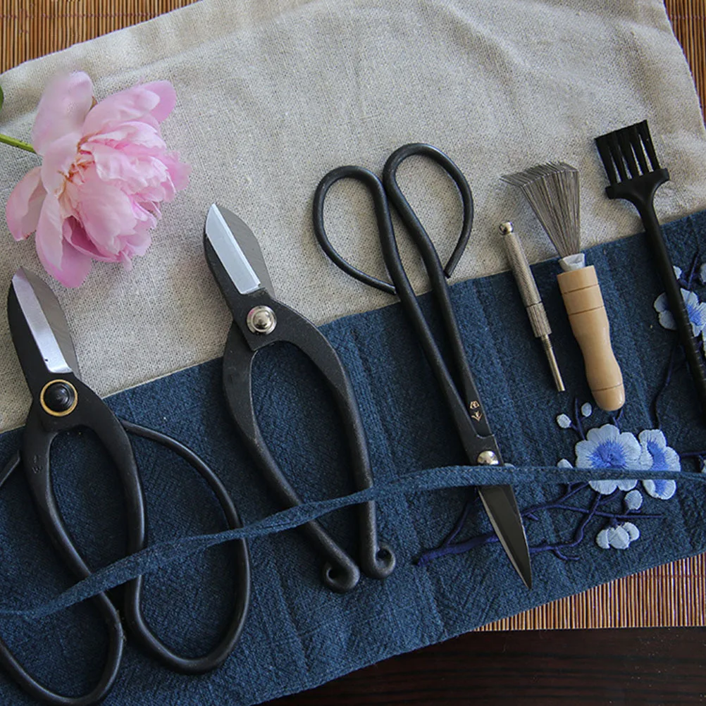 

1pc Flower Arrangement Tool Bag Multi-Pocket Cotton Linen Gardening Tools Container Durable Storage Pouch For Florist Art