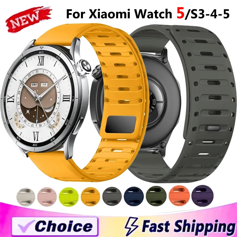 22 mm Silikonarmband für Xiaomi Watch 5/S5-4-3, atmungsaktives Armband mit magnetischer Schnalle für Huawei Watch Ultimate 2/Amazfit Active Max