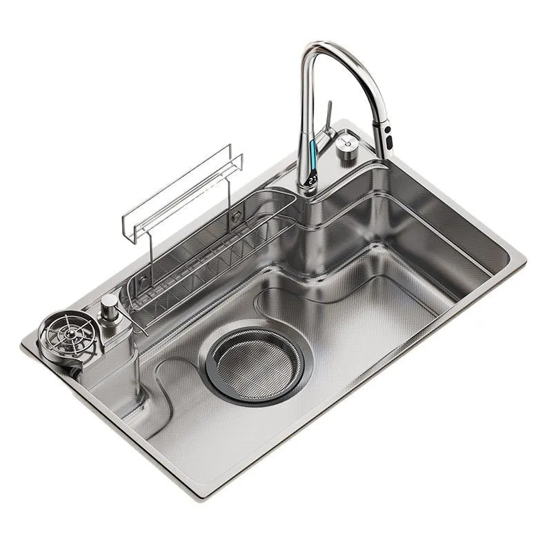 Japanese kitchen 3D small rice grain embossed sink large single slot food grade 304 stainless steel vegetable basin wholesale