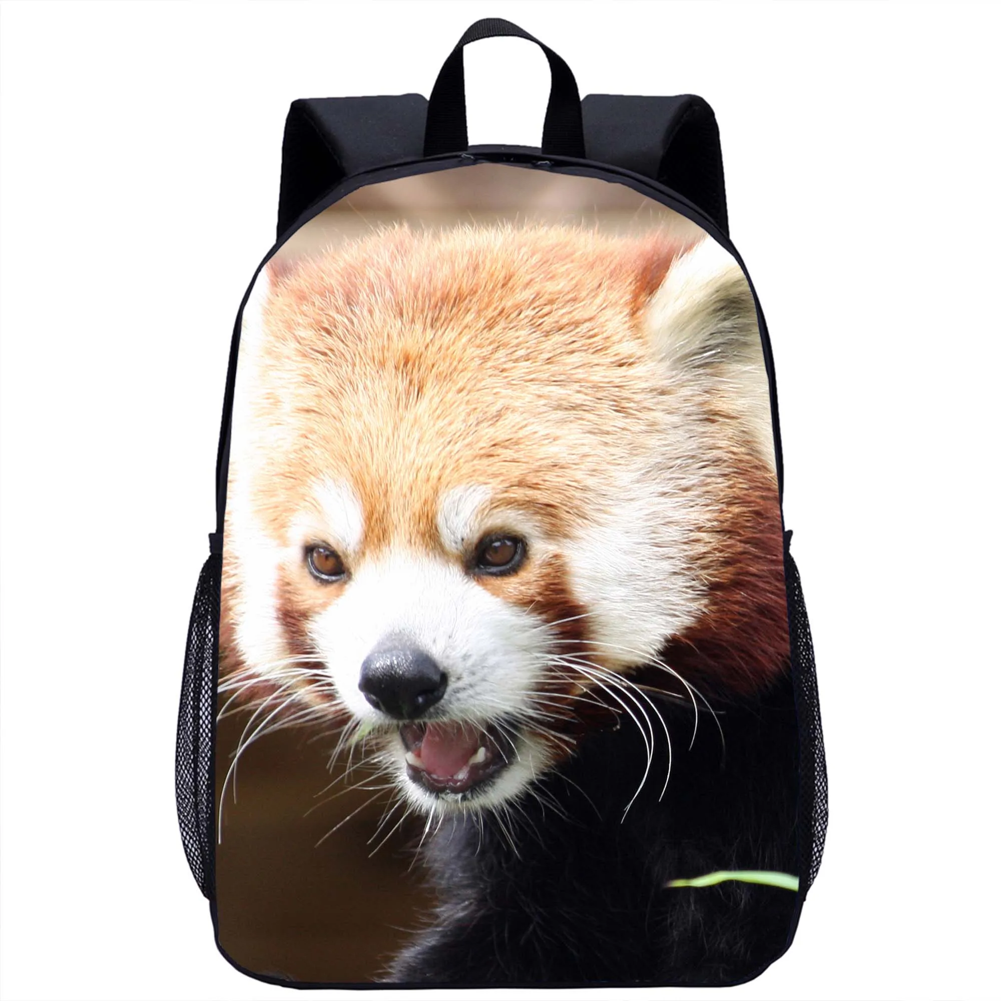 Tas ransel PANDA สีแดงน่ารักกระเป๋านักเรียนเด็กกระเป๋าแล็ปท็อปเด็กหญิงเด็กชายกระเป๋าเป้สะพายหลังแบบลำลองสำหรับวัยรุ่นทุกวัน