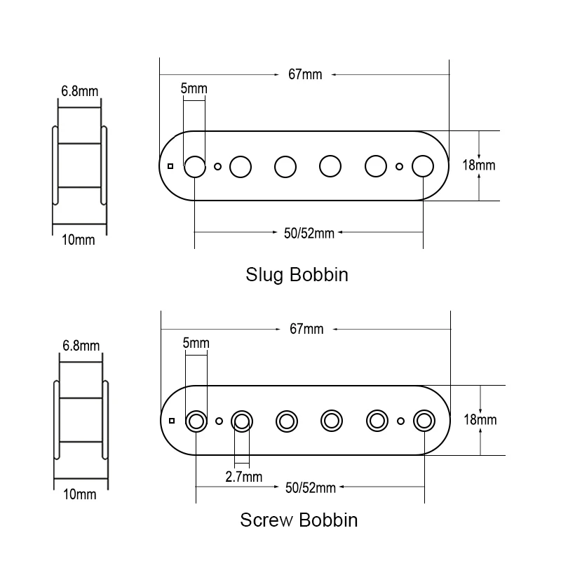 12Pcs Chrome Plated Humbucker Bobbin N:50/B:52MM Dual Coil Pickup Bobbin for Electric Guitar Pickup Slug/Screw Bobbin Chrome