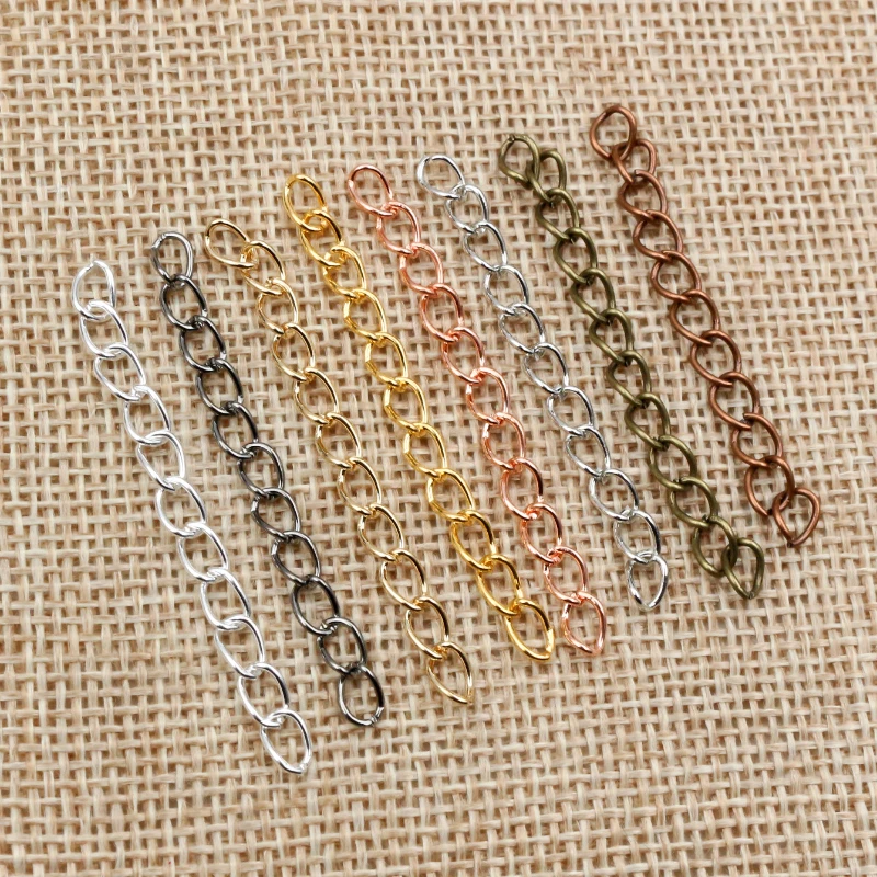 50 unids/lote 50mm 70mm 5x4mm collar Cadena de extensión a granel pulsera extensor de la cola de las cadenas extendidas para hacer joyas DIY