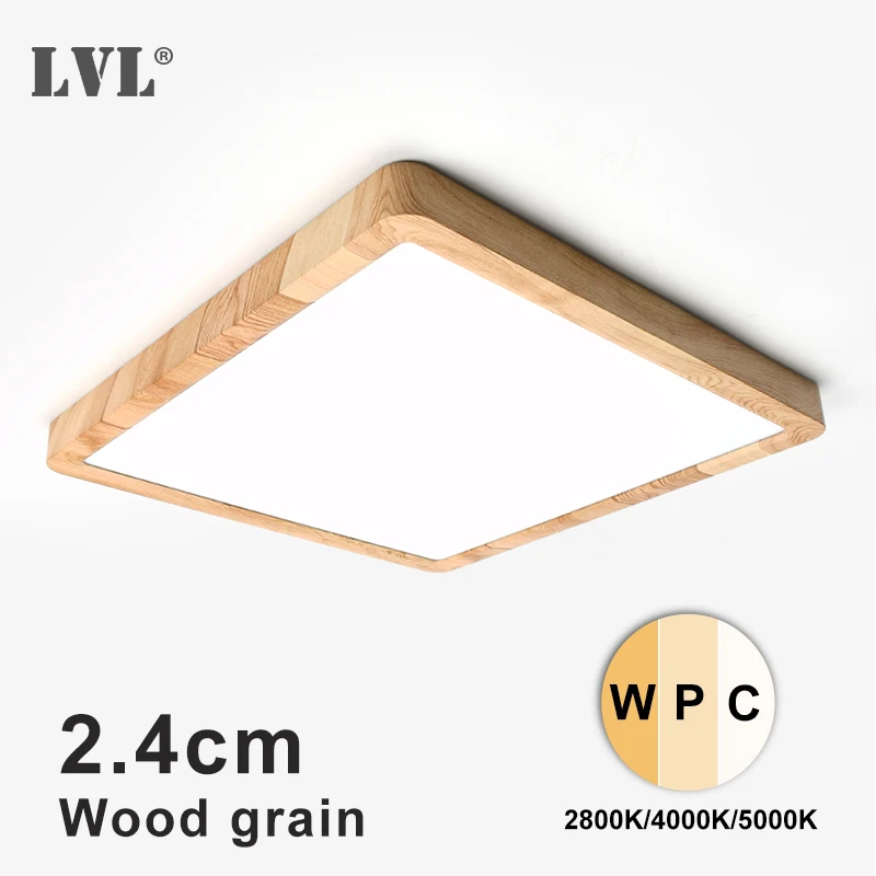 Led Ceiling Light Square Wood Grain CCT Ultra-thin Led Panel Light for Bathroom Kitchen Living Room Bedroom Home Lighting