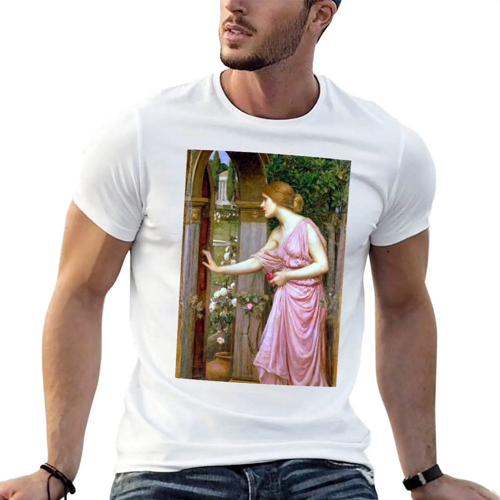 

Psyche Entering Cupid's Garden - John William Waterhouse T-Shirt mens graphic t shirts t shirt man cotton T-Shirt
