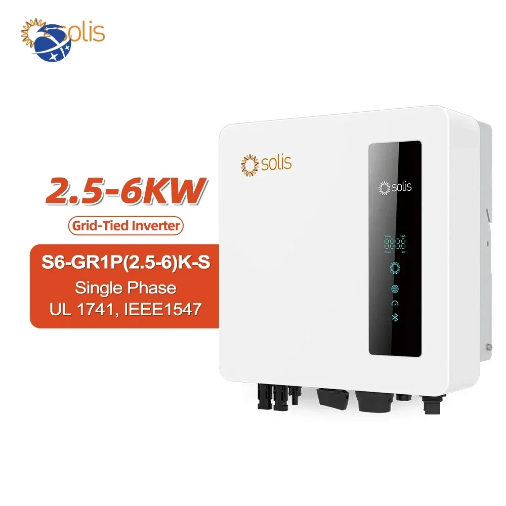 

Solis Single Phase S6-GR1P(2.5-6)K-S On Grid Dual MPPT Solar Inverter Low Price For Solar System