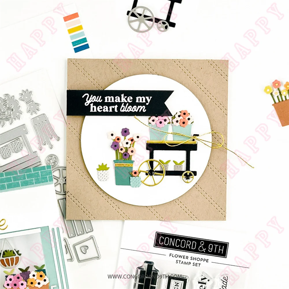 Matryce do cięcia metalu stempel kwiat mała skrzynia moda Shoppe do scrapbookingu dekoracyjne wytłaczanie szablon do prace ręczne z papieru rękodzieła