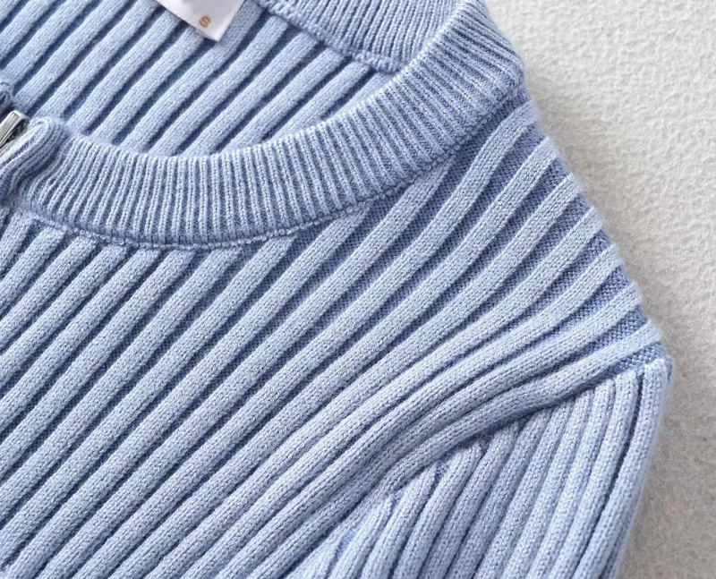 Cardigan en tissu lavable pour femmes, col ras du cou, fermeture éclair bidirectionnelle