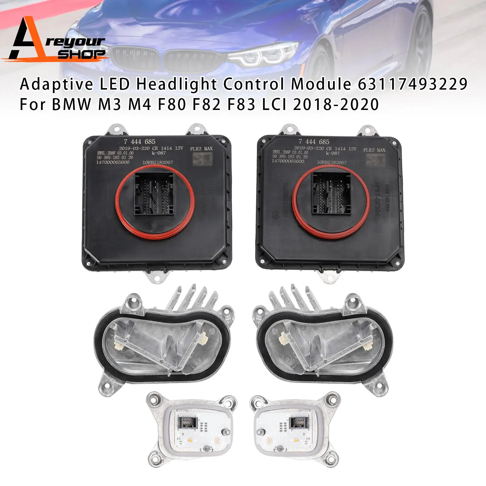 Módulo de controle de farol LED adaptável 63117493229 para BMW M3 M4 2018-2020