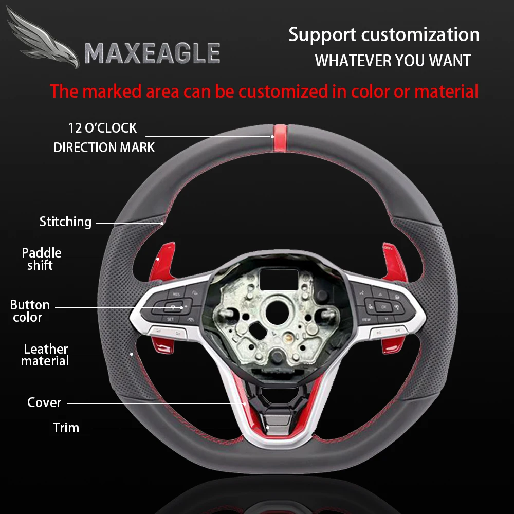 

MAXEAGLE для VW рулевое колесо Golf MK7 MK7.5 GTI GTD GTE R 2013-2020 Polo GTI Tiguan Passat DSG с кожаной алькантари