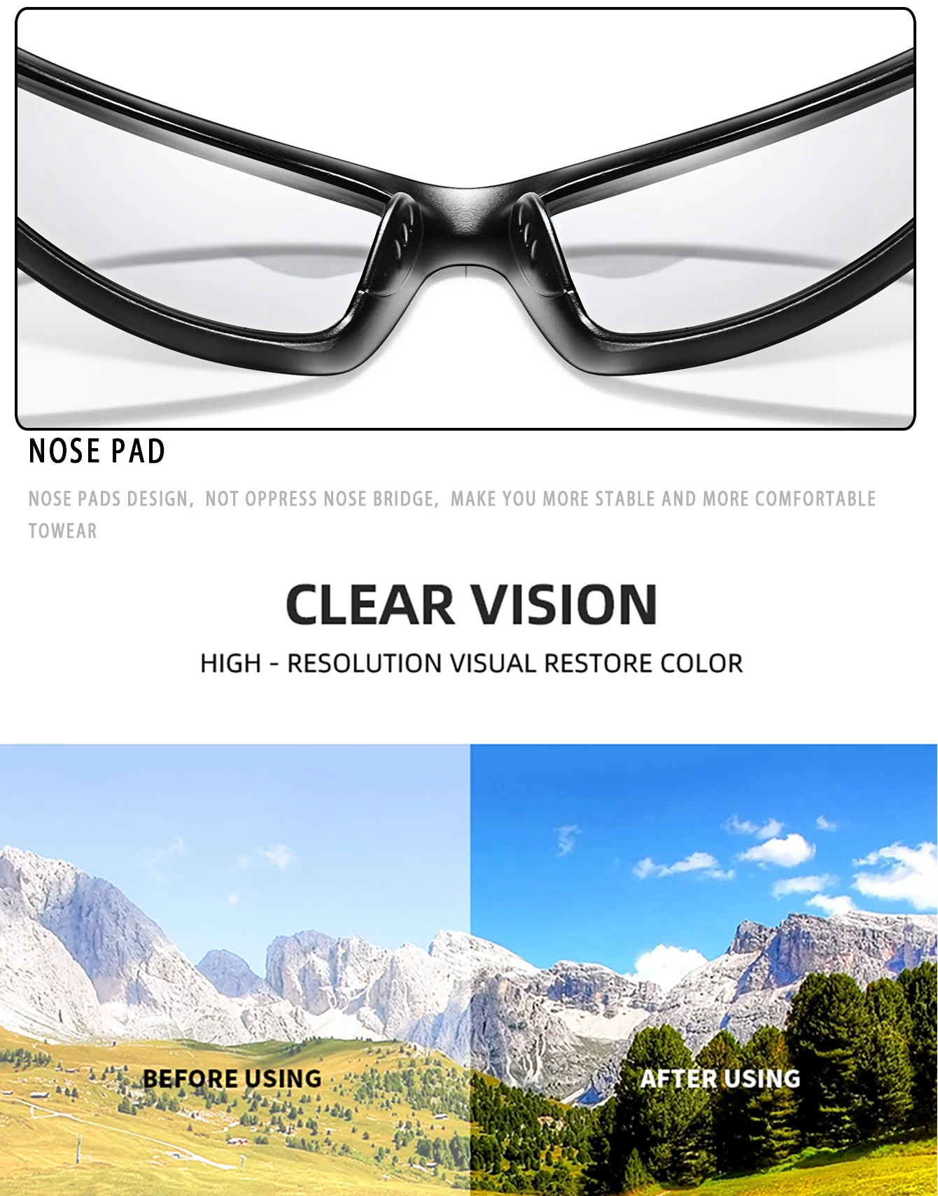Neue Stil Photochrome Radfahren Brillen Männer Frauen MTB Bike Laufen Angeln Gläser Komfortable Marke Fahrrad Brille UV400 – Detail 13