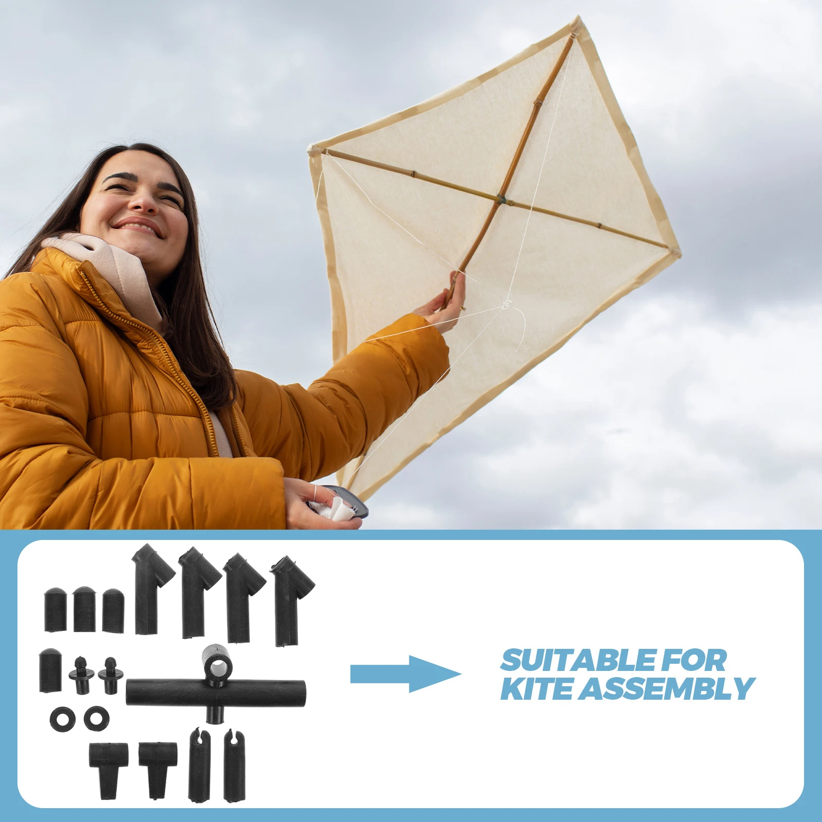 9 pçs plástico kite quadro conector conjunto peças de reposição duráveis diy kite haste conjunta acessórios ao ar livre diy pipas para crianças