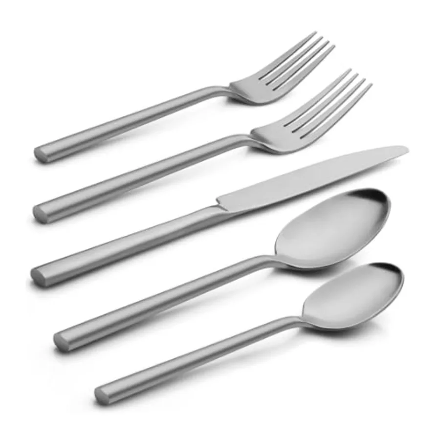 

Potter 40-Piece Forged Silverware Set Service for 8 Premium Stainless Steel Flatware Set Modern Design with Satin Finish Ideal