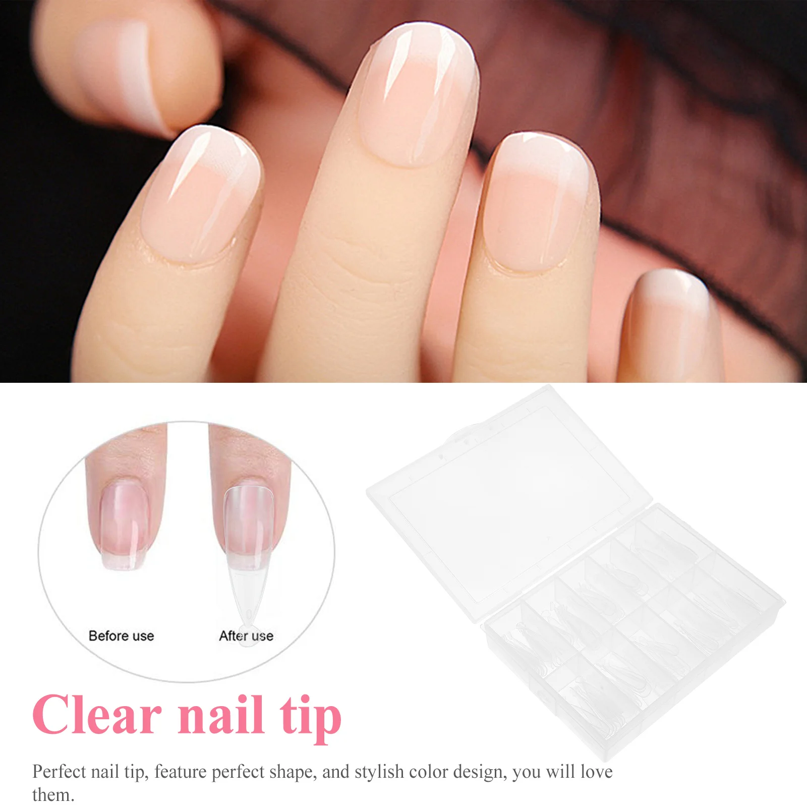 

120Pcs Transparent False Nail Tips Full Cover Artificial Nails Paintable for Daily Wear Special Occasions