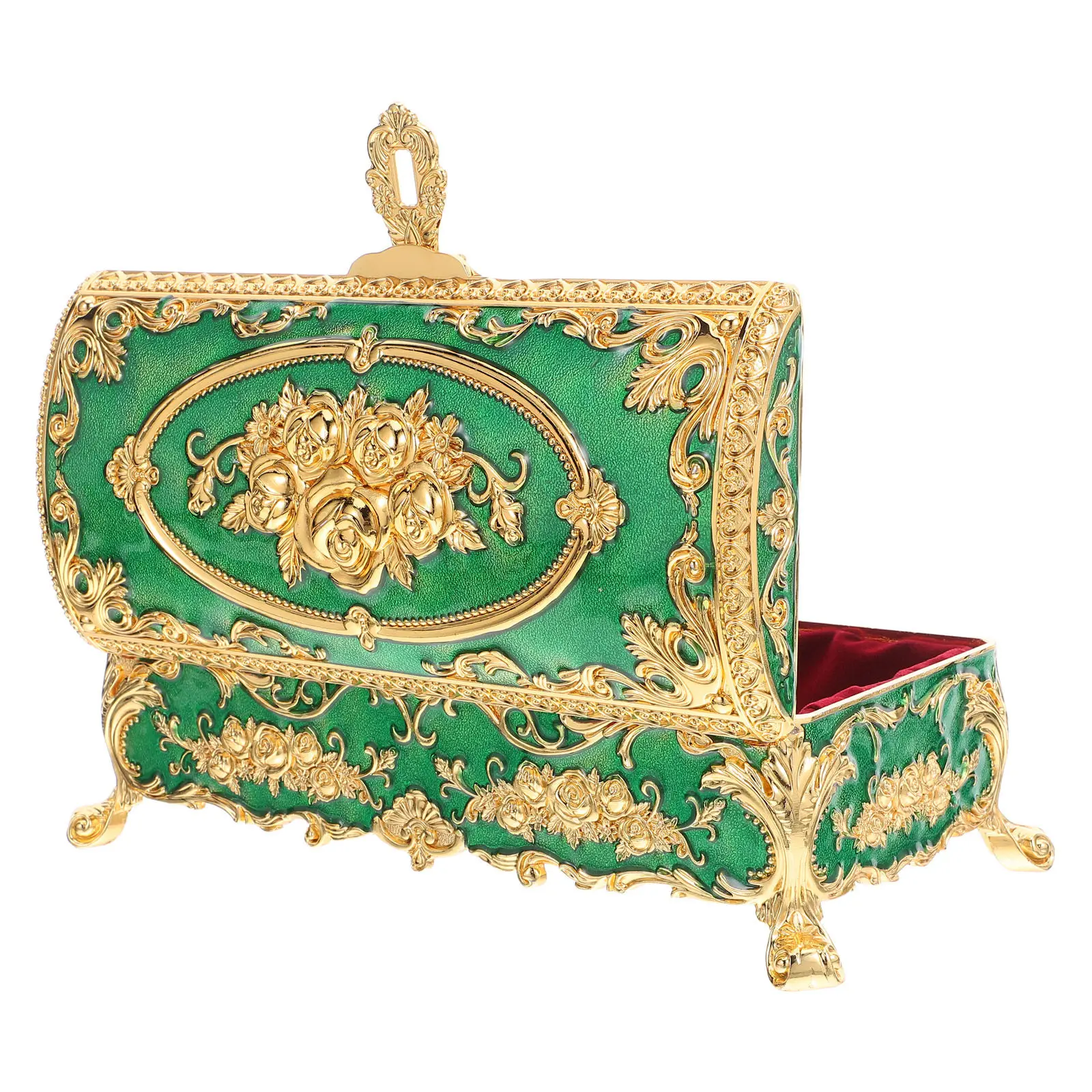 Vintage Style Jewelry Storage Box Alloy Trinket Box for Rings Earrings Bracelets Brooches Desktop Vanity Organizer Gift