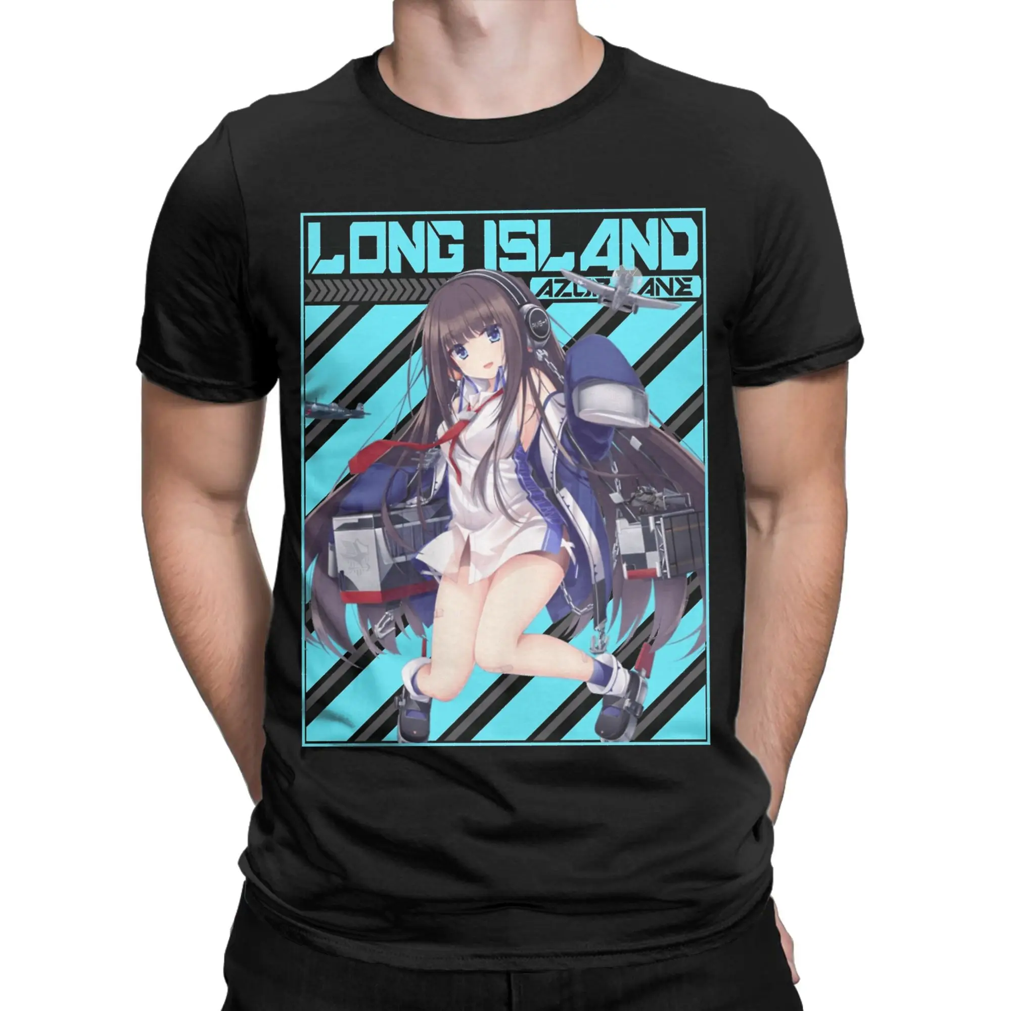 Azur Lanes تي شيرت الصيف موضة تي شيرت الذكور 100% القطن Crewneck حجم كبير تيز قصيرة الأكمام بلايز خمر