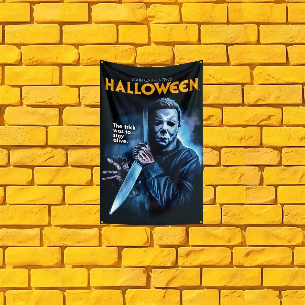 Halloween Michael Myers The Shape Style Gaming Flag 3x5 FT 90x150cm Polyester Wall Hanging For Game Room Decor Collector Gift