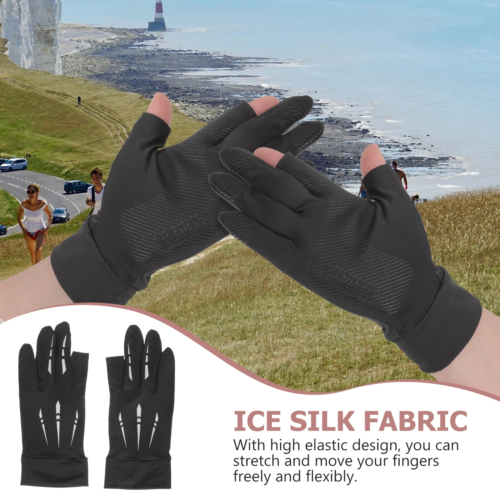 

Sun Protection Gloves Summer Full Finger Sunblock Ice Fishing Anti Slip Grip Moisturizing
