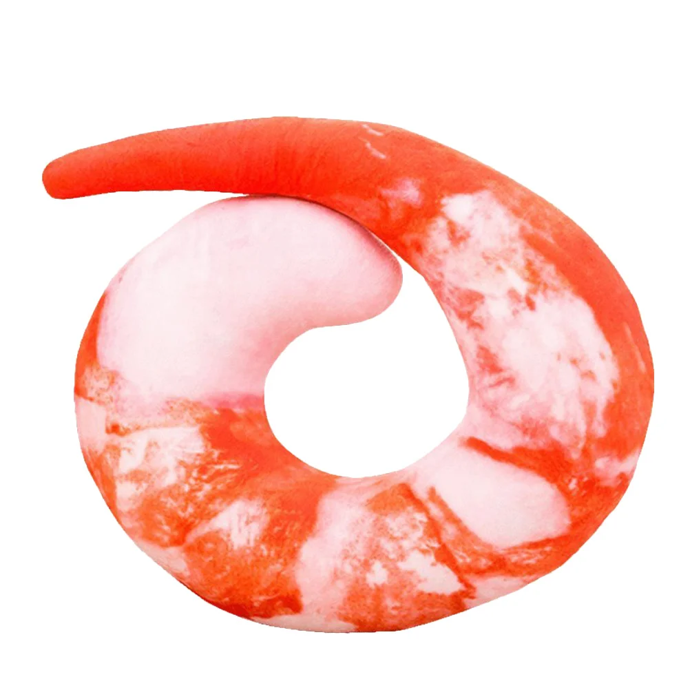 

Shrimp U Shape Neck Cushion 30Cm Soft Cotton Filled Neck Support Pillow for Travel Office Home Use Cervical Relief