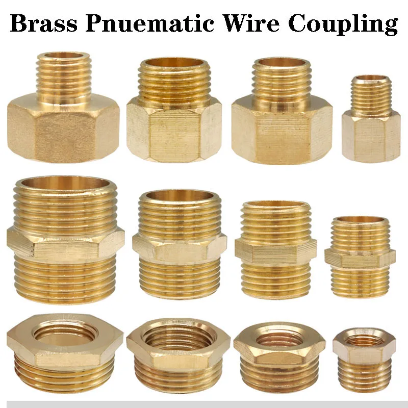 Brass Pneumatic Wire Coupling Hex Nipples Pipe Fittings 1/8' 1/4' 3/8' 1/2' 3/4' 1' BSP Male Thread Quick Adapter Connectors