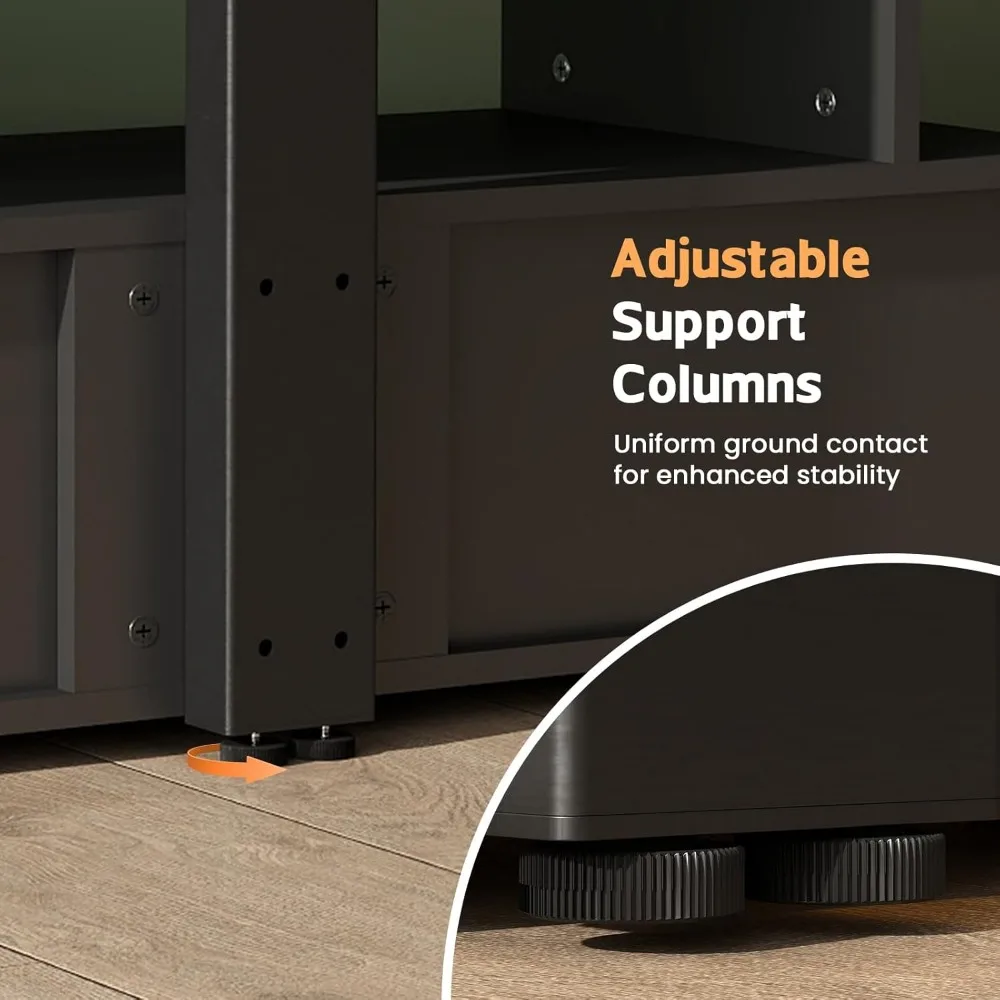 "حامل تلفزيون LED مقاس 75 بوصة مع مخرج طاقة مدمج وأدراج تخزين - مركز ترفيه حديث لغرفة المعيشة"