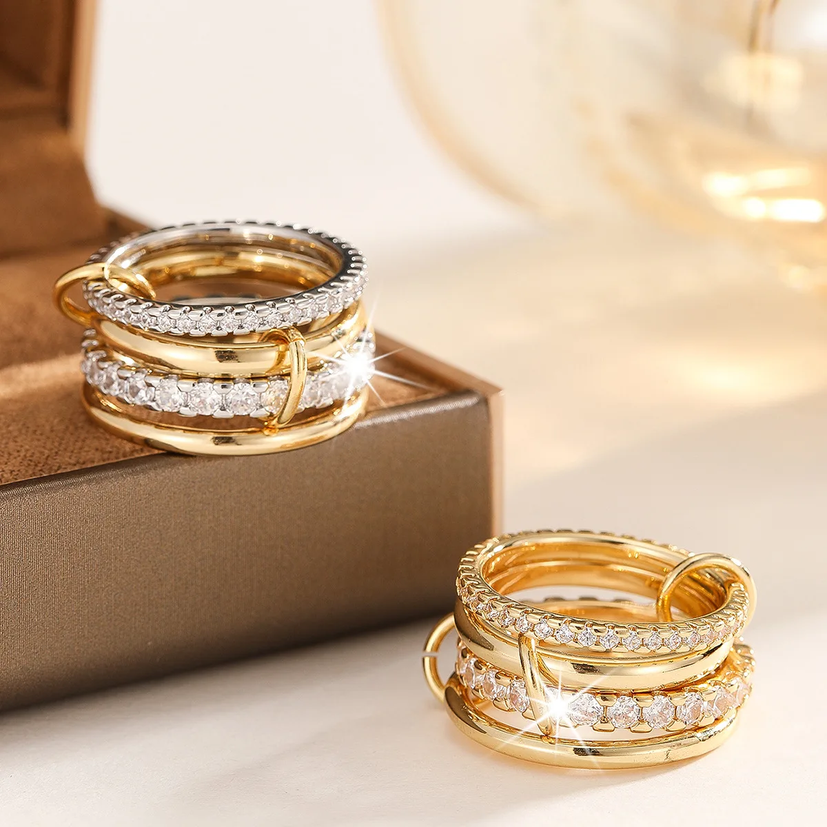 

2025 New 4-Loop Zircon Ring For Woman – Versatile & Exquisite Jewelry