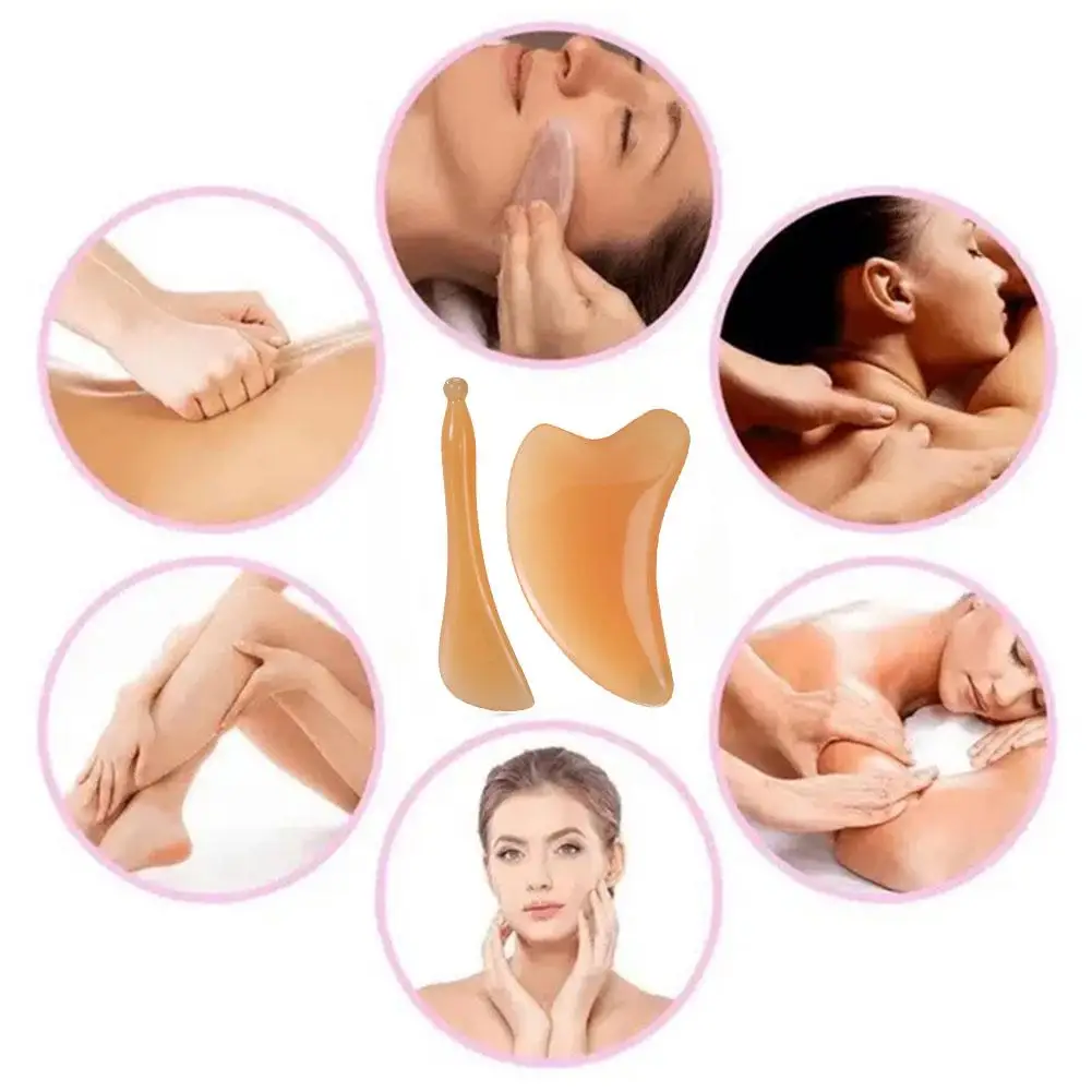 Natural Yak Ox Horn Gua Sha Scraper Tendon Stick Back Massager Eye Relax Body Tool Neck Spa Massage Beauty Fa P2i1