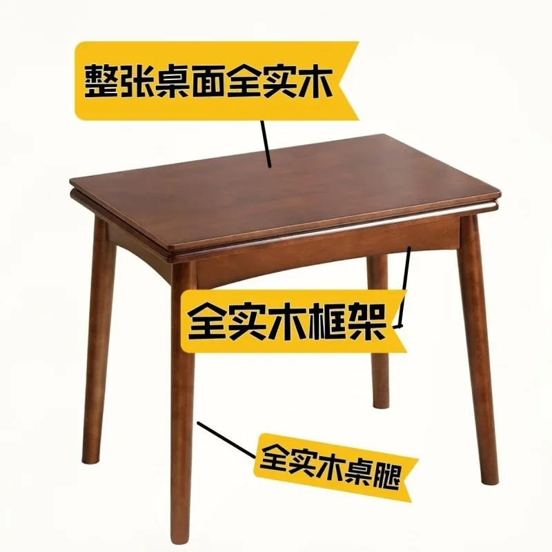 All solid wood folding dining table small apartment Nordic style cherry walnut rectangular thickened desktop household dining