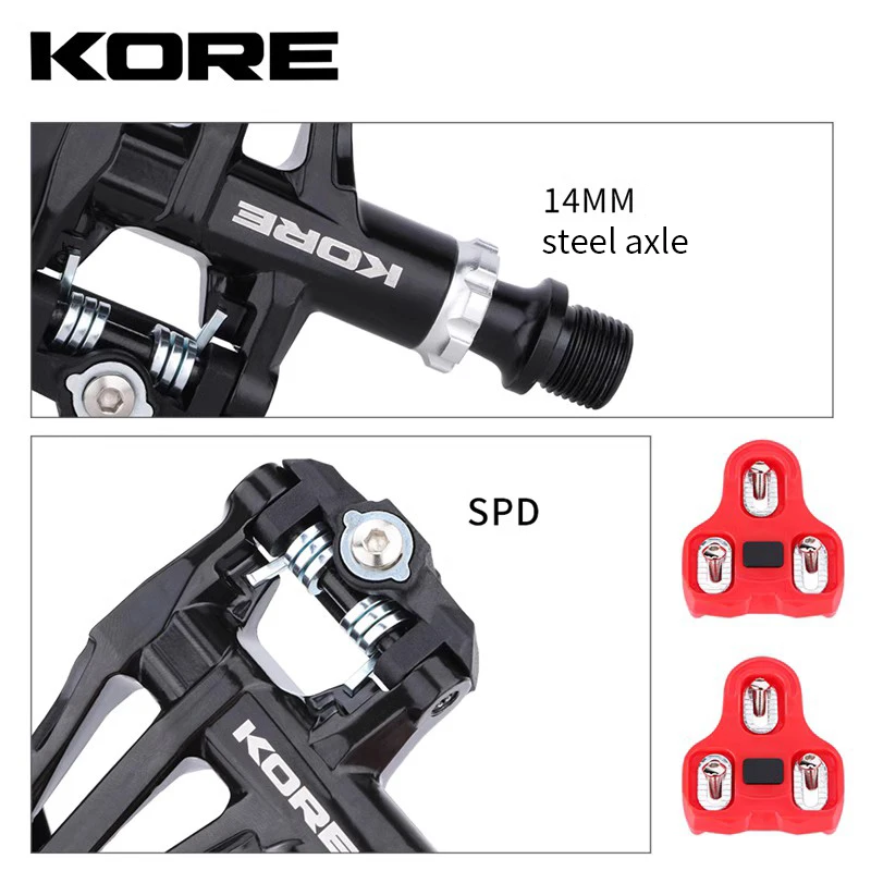 KORE Road Bicycle Locking Pedals Aluminum Lightweight Enclosed Bearings Fit Shimano Look KEO Cleat 2 Sealed Pedals