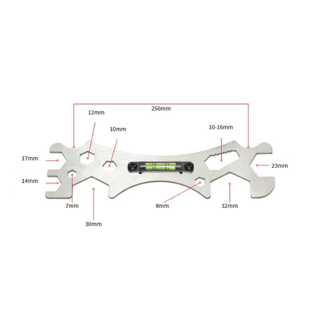 Llave multifuncional con herramienta de nivel, fontanero de baño, grifo medidor, reparación, suministros de jardín, piezas, accesorios