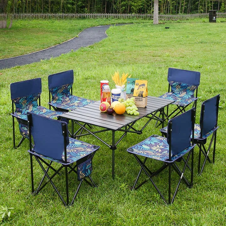 

l Green Folding Table and Chair Aluminum Folding Four Chair Activity Set