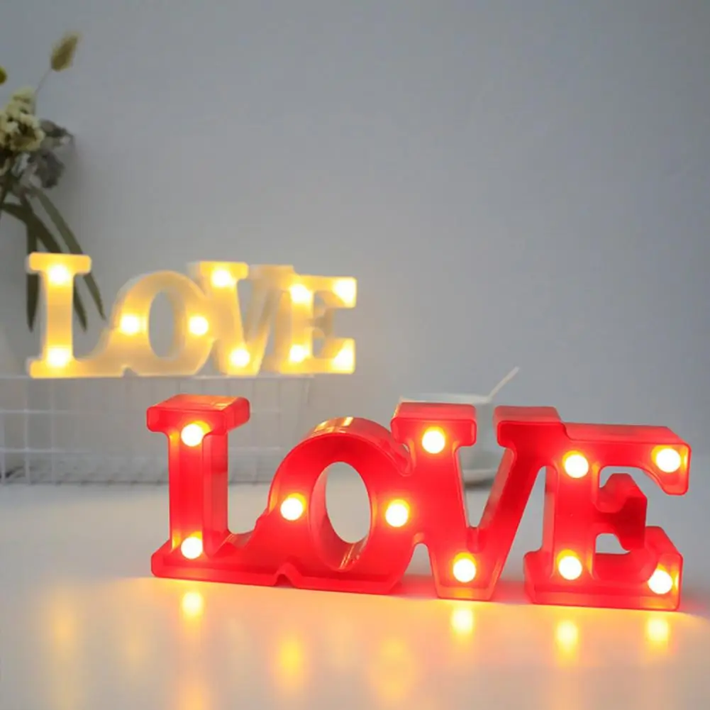 Excellent English Alphabet Light High Brightness Sweet Atmosphere Eye-catching Love Shape Letter Decorative Lamp