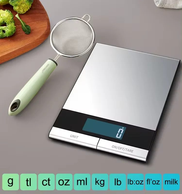 Food Scale -22lb Digital Kitchen Scale for Food Ounces Grams Rechargeable 304 Stainless Steel,Batteries and Type-C Charging