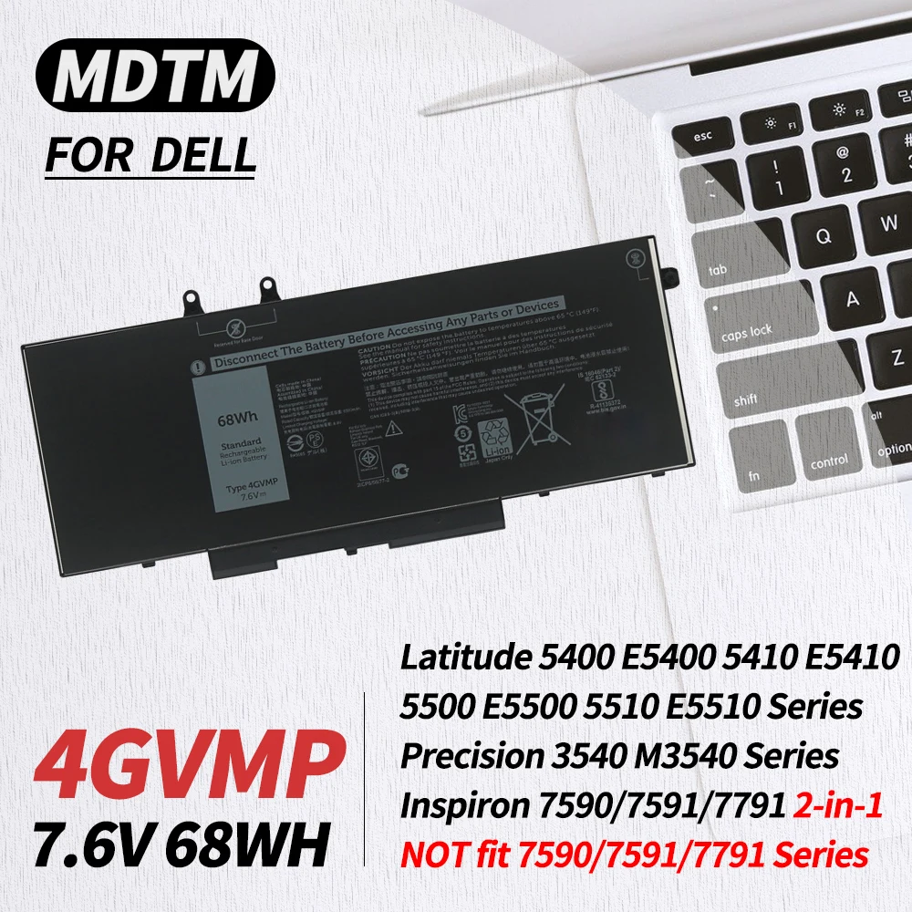 

Аккумулятор 4gvmp C5GV2 0X7 7XY для Dell Latitude 5500 5400 Precision 3540 Inspiron 7590 7591 7791 2-в-1 P84F P84F001 P42E P42E001