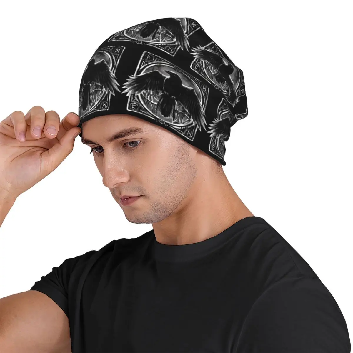Odin's Watcher Yggdrasil Raven Unisex Adult Beanies Caps Knitted Bonnet Hat Warm Fashion Autumn Winter Outdoor Skullies Hats