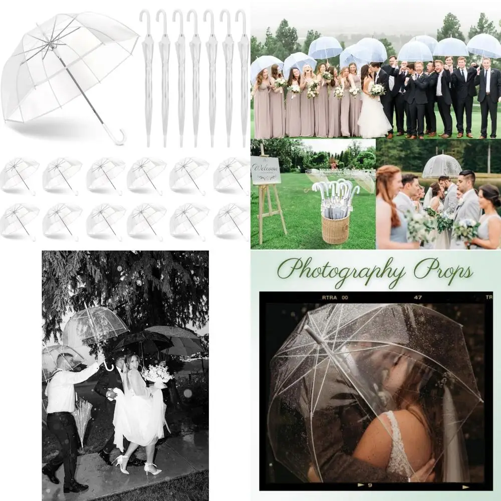 

Large 46 Inch Clear Bubble Umbrellas, Bulk Pack, Windproof Dome Design for Weddings, Proms, Graduations, and Outdoor Events