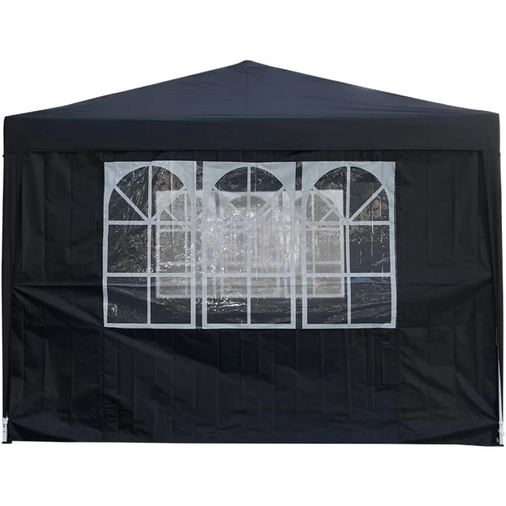 Gazebo emergente 10''x10'' Toldo impermeable para jardín al aire libre Toldo para tienda de campaña y bolsa de transporte 3 x 3 m (negro)