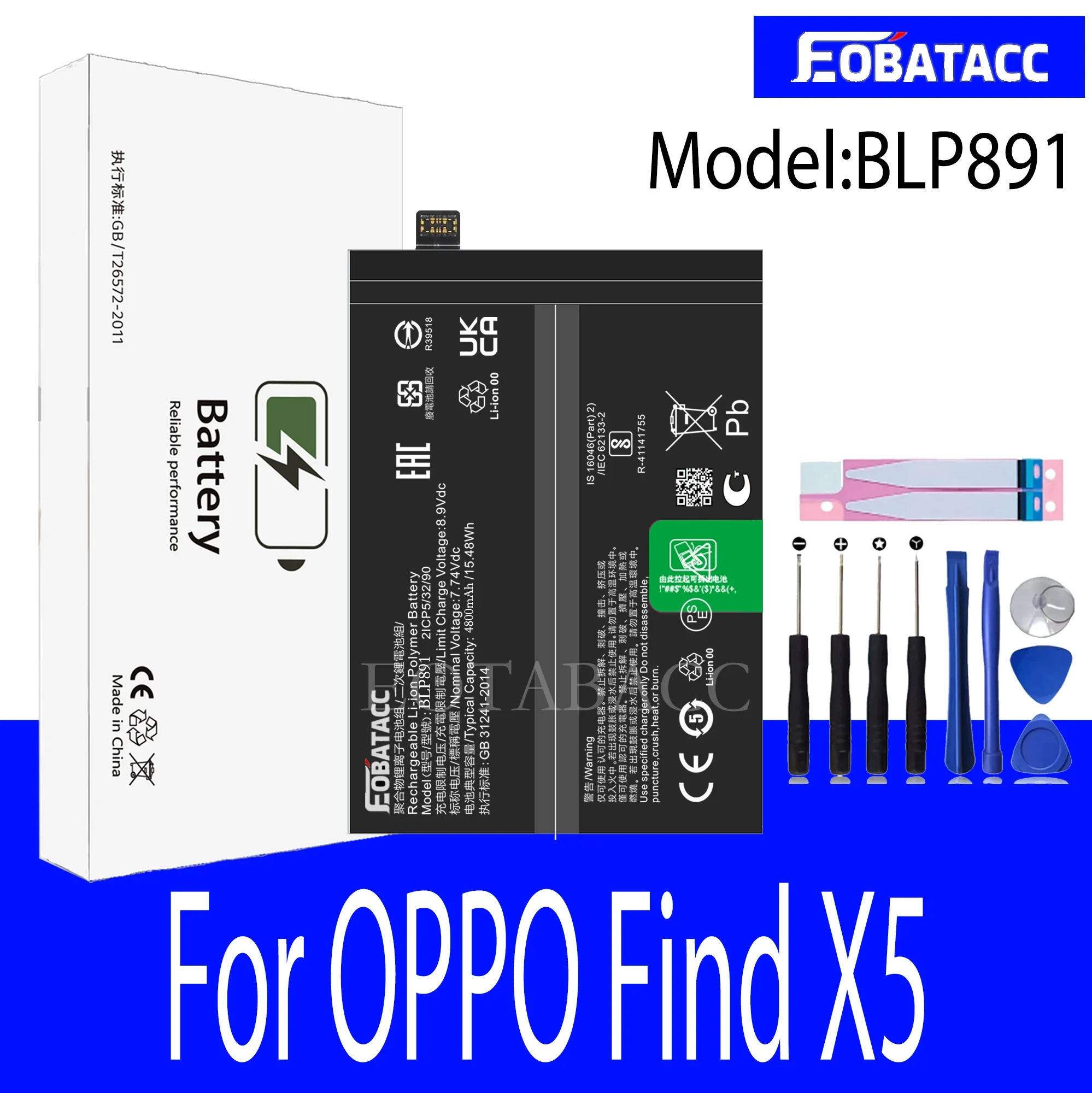 

EOTABACC 100% New Original Battery BLP891 For OPPO Find X5 Battery +Tools