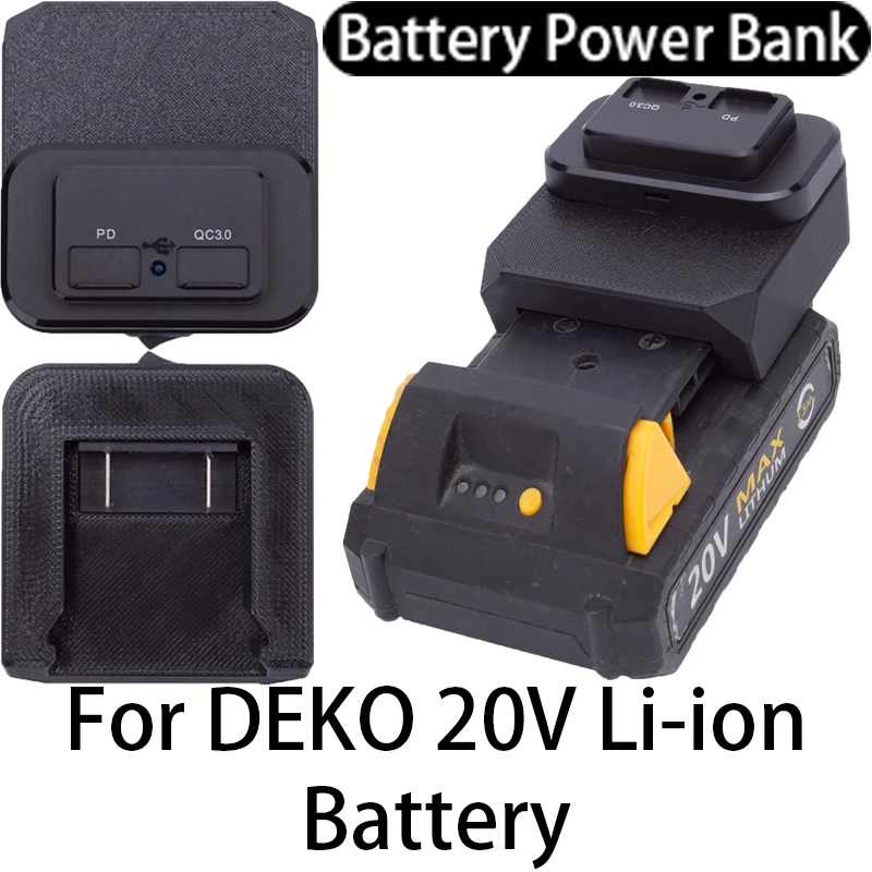 

Battery power bank for DEKO 20V lithium-ion battery with USB/Type-C fast charging interface for mobile phones and tablets