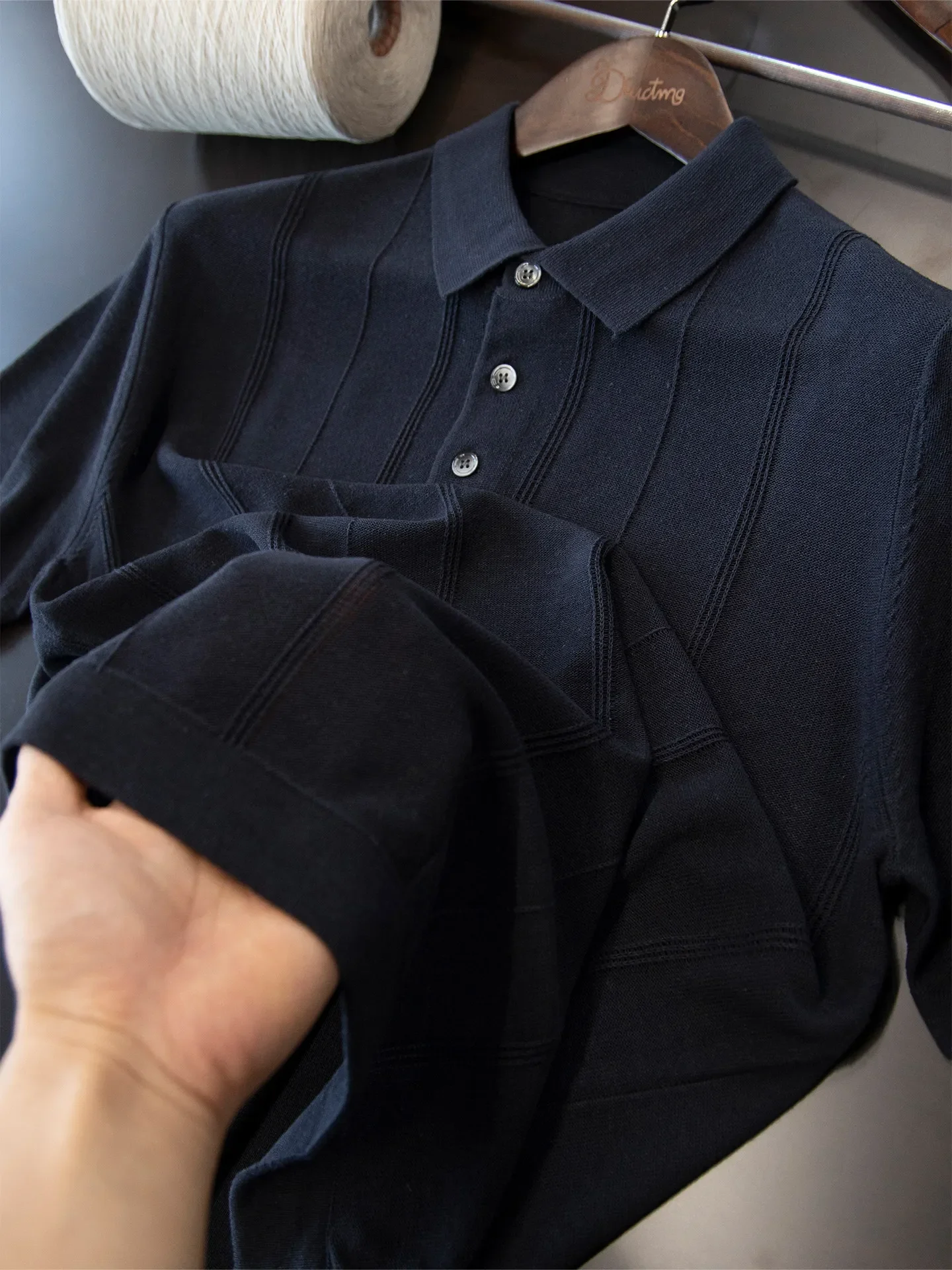 

Thin loose summer wear~ old money style linen short-sleeved loose knitted POLO shirt
