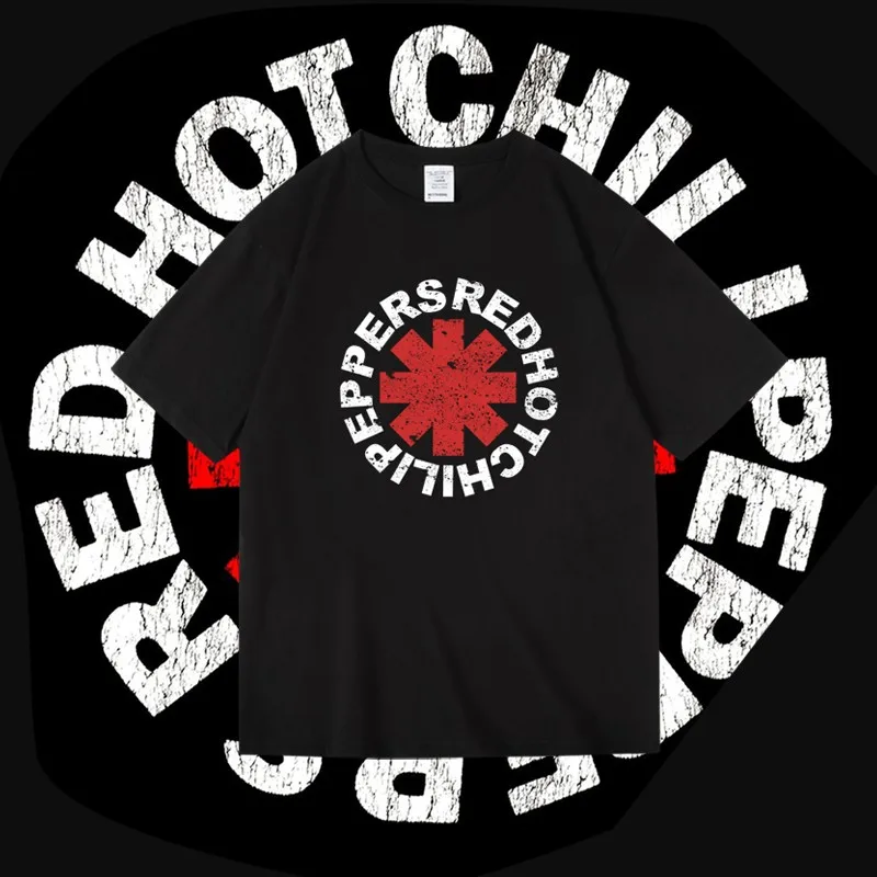 

Pure Cotton Short-sleeved T-shirts for Men and Women, Summer European and American Metal Rock, RCHP Red Pepper Band T-shirts